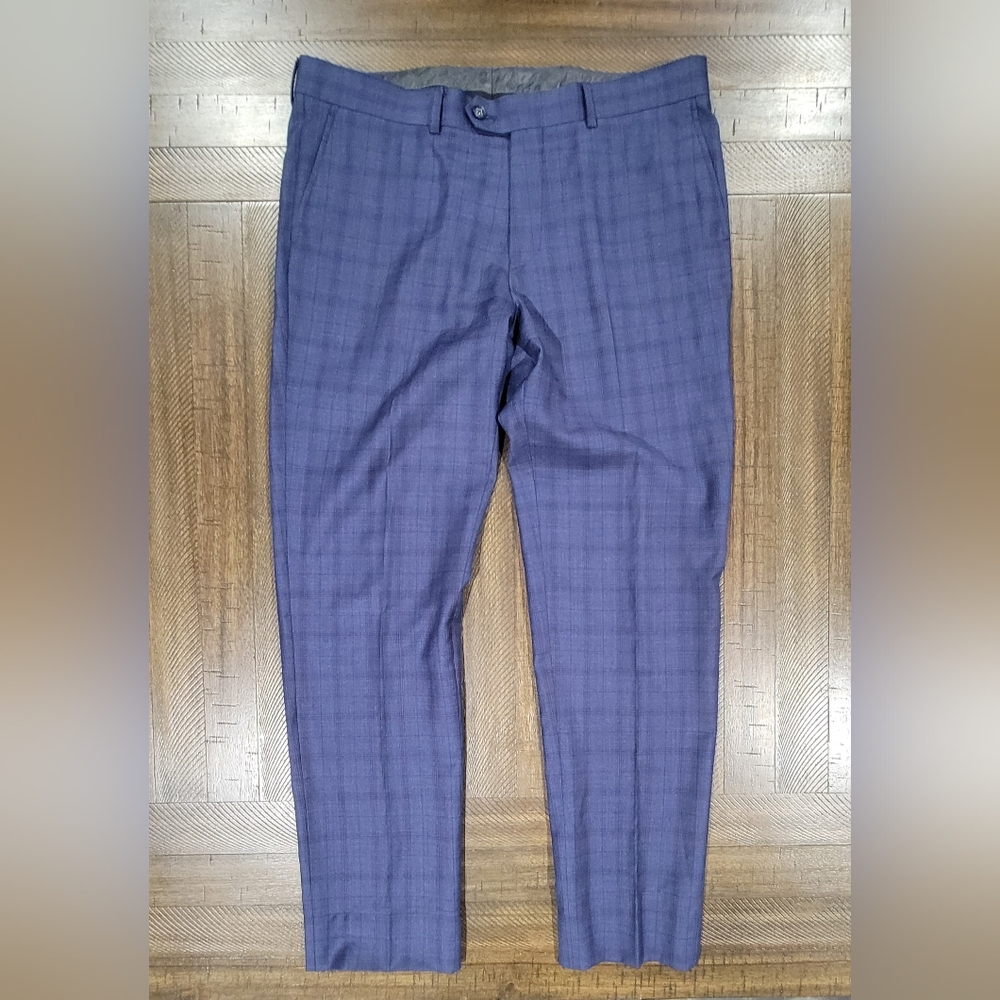 Canaletto Midnight Blue Navy Windowpane Porto Suit Trousers 34R Mens